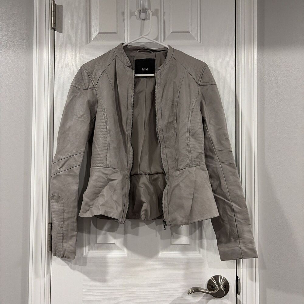 MOSSIMO TARGET Ladies Light Gray Faux Leather Jacket Fitted Moto Style Size S